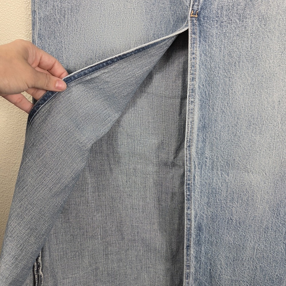 Pistola‎ Alice Denim Midi Skirt Women Size 25 Light High Rise Front Slit Raw Hem - Picture 10 of 10